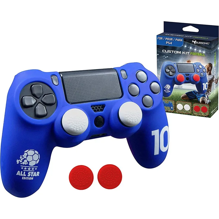 SUBSONIC Custom Kit Football, 1 Skin (blau), 2 Sätze Thumb Grips für PS4