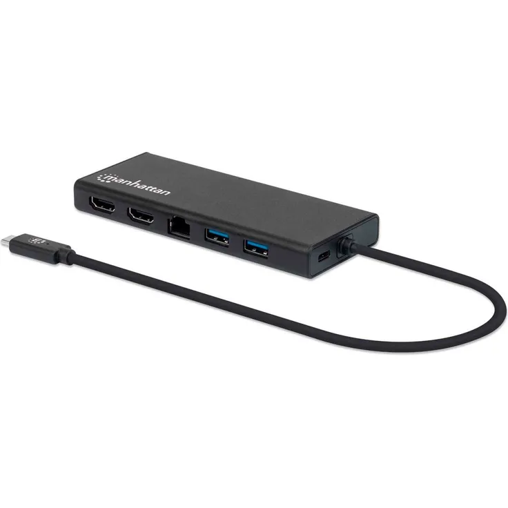 Manhattan SuperSpeed USB-C to Dual HDMI Multiport Adapter - Docking Station - USB-C 3.2 Gen 1 - HDMI - GigE (152747)