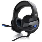 CSL - Gaming Headset für PC PS4 - USB Komfort Kopfhörer - Kabelfernbedienung Mikrofon - LED Beleuchtung - Professional - Stoffummantelte Kabel - Musik Gaming VoIP Internet Telefonie