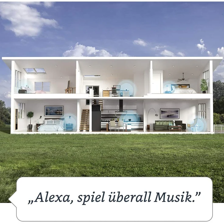 Amazon Echo Dot mit Uhr (4. Generation) Smart Clock für den Nachttisch, mit Alexa, Blaugrau – Bild 3
