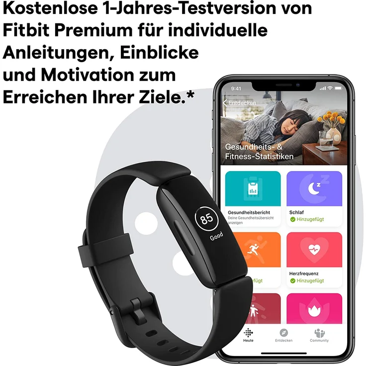 Fitbit Inspire 2 Fitness-Tracker Unisex, S/L, Silikonarmband, Schwarz – Bild 19