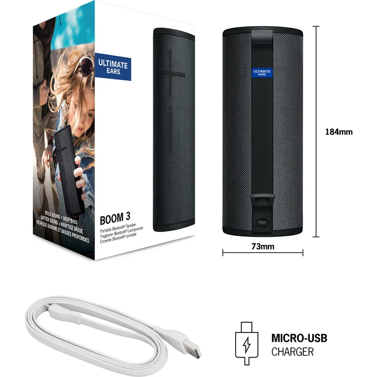 Ultimate Ears Boom 3 Bluetooth-Lautsprecher mit Radio, Webradio, wasserdicht, Schwarz – Bild 13