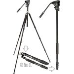 Bresser Fotostativ Dreibeinstativ BX-5 Pro Video-Stativ mit Fotoneiger und Monopod Funktion mit bis zu 5 Kilogramm Traglast