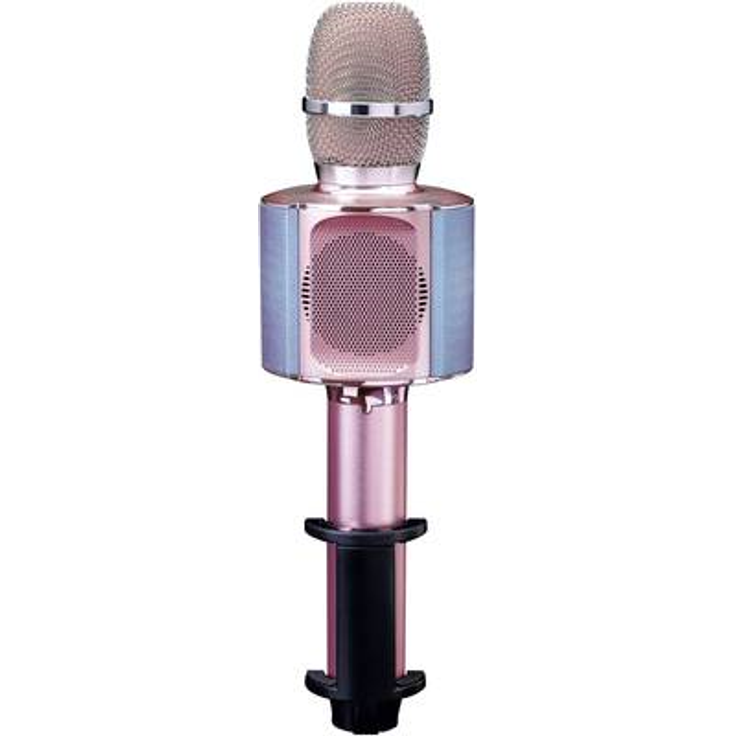 Lenco BMC-090 - Karaoke Mikrofon - Bluetooth V4.2 - Mit Smartphone-Halterung - 5 Watt RMS - LED Lichteffekte - integrierter Akku mit 1200mAh – Android und iOS - Pink