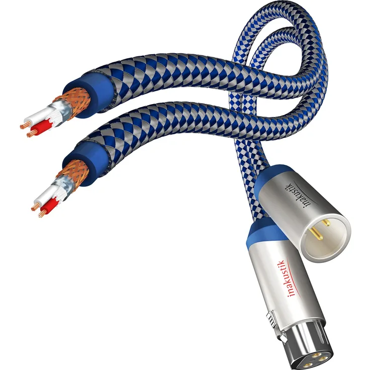 XLR (m) -- XLR (w) Stereo (1,5m) XLR-Kabel blau/silber