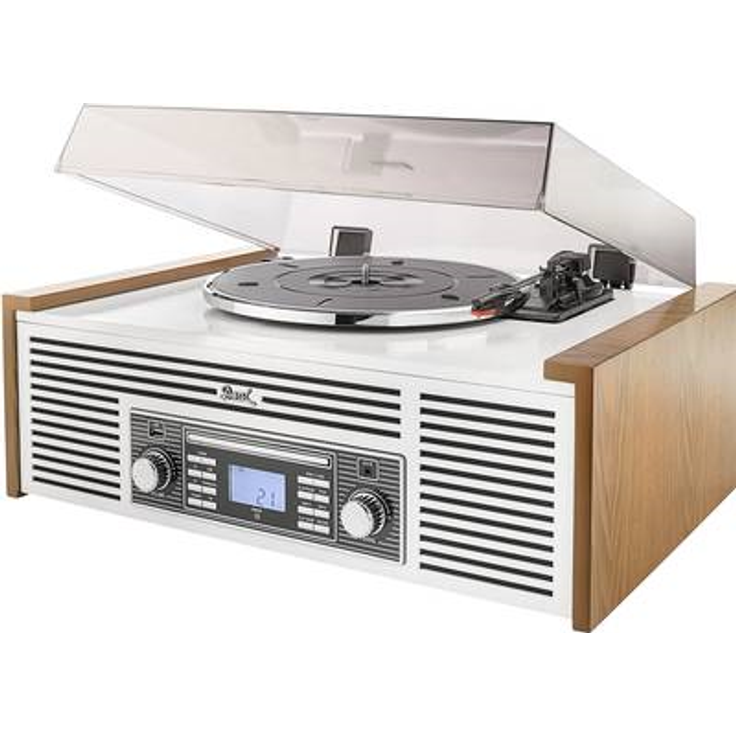 Dual NR 7 Stereo-Nostalgie Musikanlage mit Plattenspieler (UKW-Tuner, CD-RW, MP3, USB, Bluetooth, Aux-In) braun