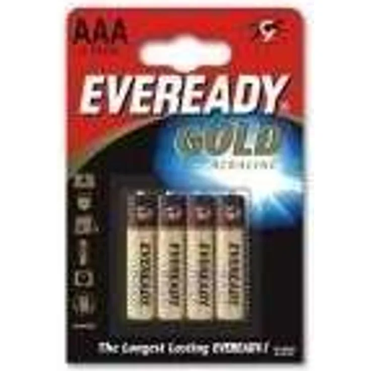 Energizer 636034 Batterie Eveready Gold Alkaline AAA Micro-LR03, 4er-Packung chrom