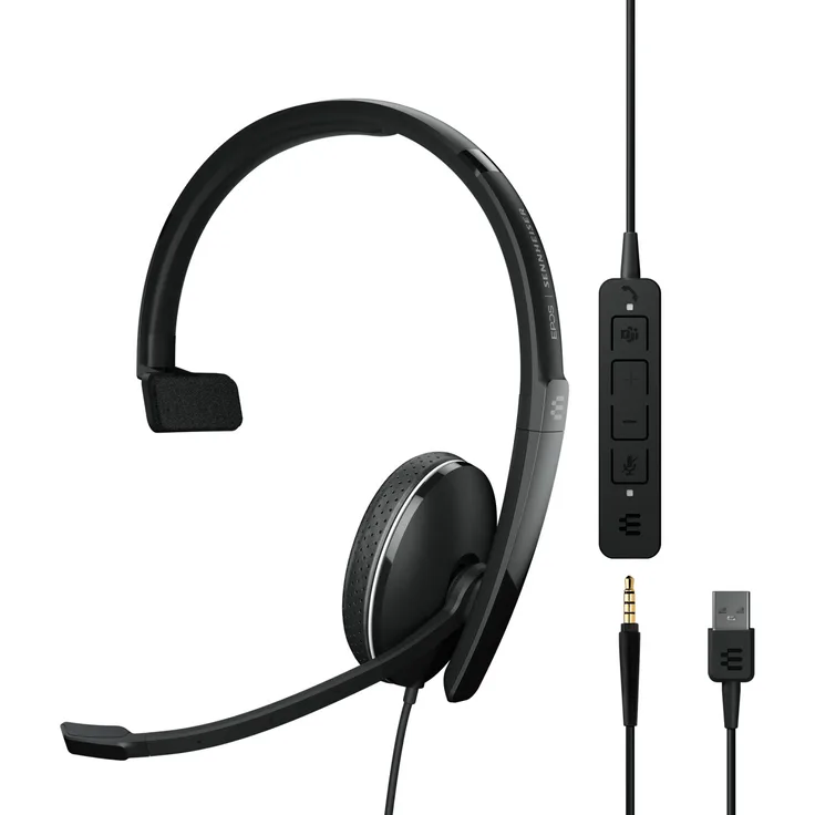 EPOS SENNHEISER ADAPT 135T USB II Mono USB-Headset inkl. 3,5-mm-Klinkenstecker Inline Control Teams zertifiziert, Schwarz