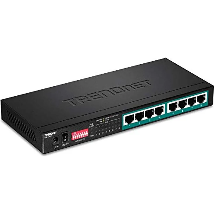 TRENDnet 8-Port Gigabit Langstrecken PoE+ Switch, 8 x PoE+ Ports, Langstrecken PoE+ erweitert Reichweite bis zu 200m (656 Fuß), TPE-LG80