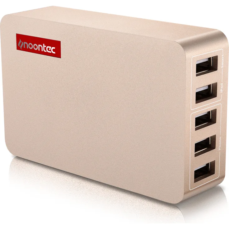 Noontec Powa Hub 5-Port Ladegerät (25 Watt) gold für iPhone 5/6, Galaxy S4/S5, HTC One M8, Note 3/2, Nexus 6 und weitere
