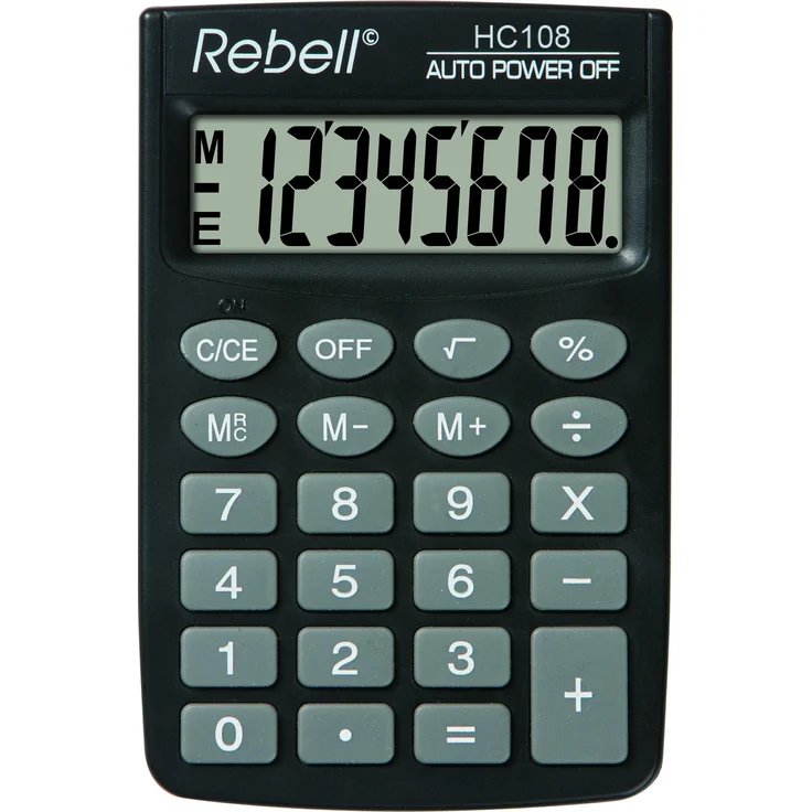 Rebell RE-HC108 Taschenrechner, 8-stelligem LCD Display und dreifacher Speicherfunktion, schwarz – Bild 1