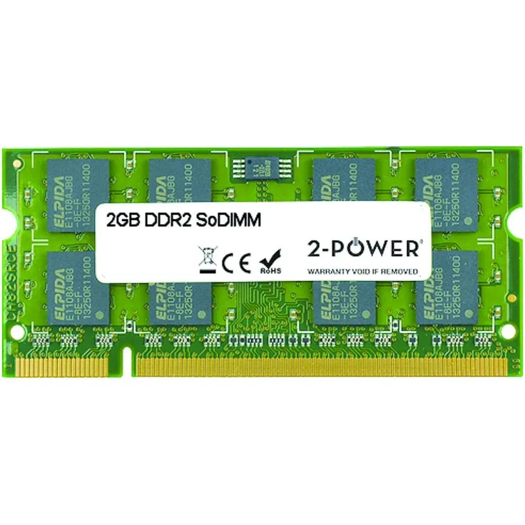 2-Power MEM0702A Speichermodul 2 GB DDR2 800 MHz - Speichermodule (2 GB, 1 x 2 GB, DDR2, 800 MHz, 200-pin SO-DIMM, Grün)