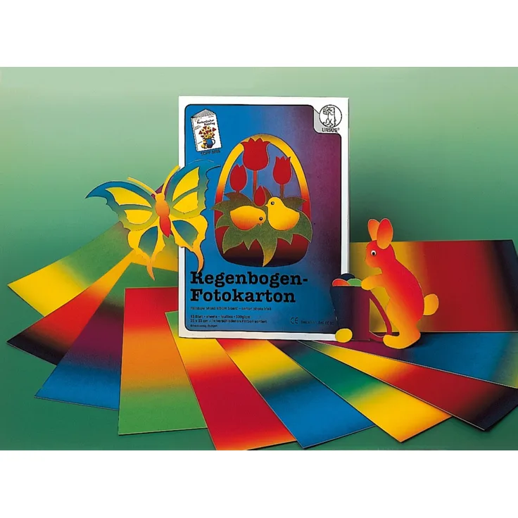 Regenbogen-Fotokarton sortiert 22,5 x 32,5 cm, 10 Bogen