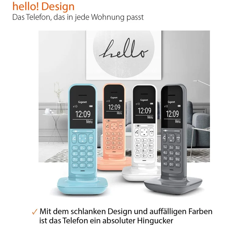 Gigaset CL390A schnurloses Design-Telefon mit Anrufbeantworter, DECT Telefon mit Freisprechfunktion, großem Grafik Display, leicht zu bedienen mit intuitiver Menüführung, Cantaloupe, Analog-Telefon, orange – Bild 7