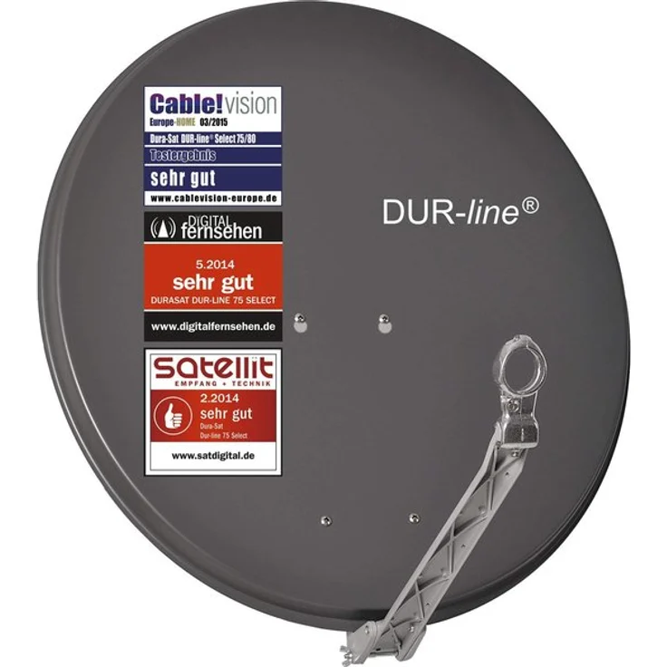 DUR-line Select 75/80cm Anthrazit Satelliten-Schüssel - 3 x Test + Sehr gut + Aluminium Sat-Spiegel