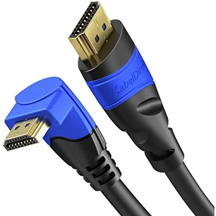 KabelDirekt - 4K HDMI Kabel - 10m - kompatibel mit (HDMI 2.0a-b 2.0, 1.4a, 270° Winkelkabel, 4K Ultra HD, 3D, Full HD, 1080p, HDR, ARC, Highspeed mit Ethernet, PS4, Xbox, HDTV) - TOP Series