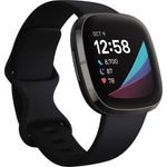 Fitbit Sense Smartwatch GPS, Unisex, S/L, Edelstahlgehäuse, Graphit/Carbon