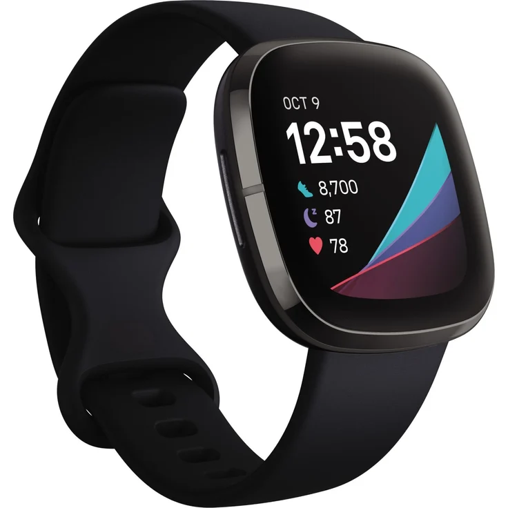 Fitbit Sense Smartwatch GPS, Unisex, S/L, Edelstahlgehäuse, Graphit/Carbon – Bild 1