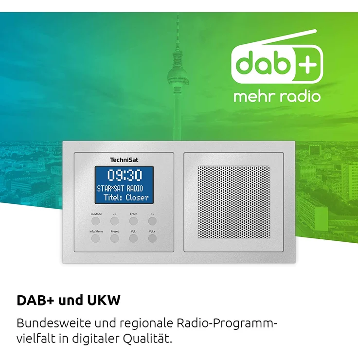 TechniSat DIGITRADIO UP 1 Unterputz-Radio mit Bluetooth, LCD-Display, spritzwassergeschützt, Wecker, silber – Bild 7