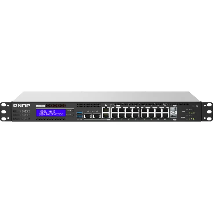 QNAP QGD-1602P-C3558 8xPoE-Ports mit 2.5GbE 8xPoE-Ports mit 1GbE 2xSFP+ 10GbE 500W Toatl-Stromverbrauch