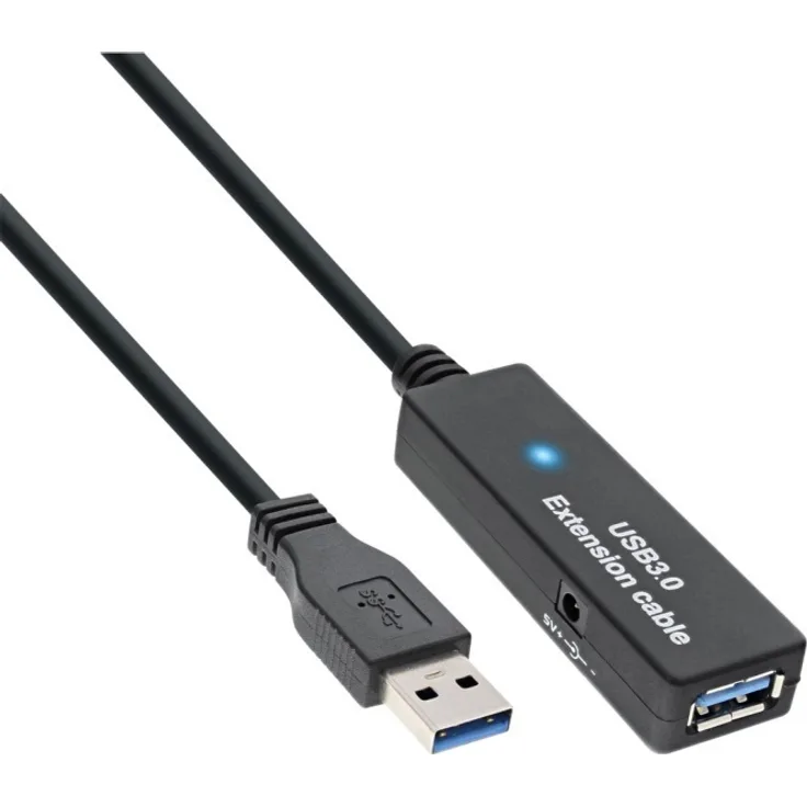 InLine 35657 USB 3.0 Aktiv-Verlängerung, Stecker A an Buchse A, schwarz, 20m