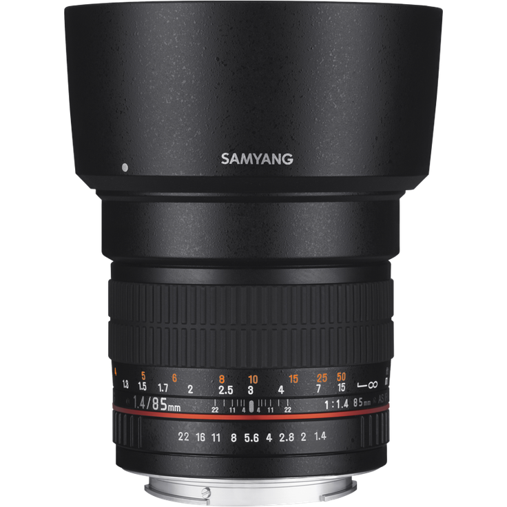 Samyang 85-1,4 Objektiv DSLR Nikon F AE manueller Fokus automatischer Blendenring Fotoobjektiv (abnehmbare Sonnenblende) Porträtobjektiv schwarz – Bild 1