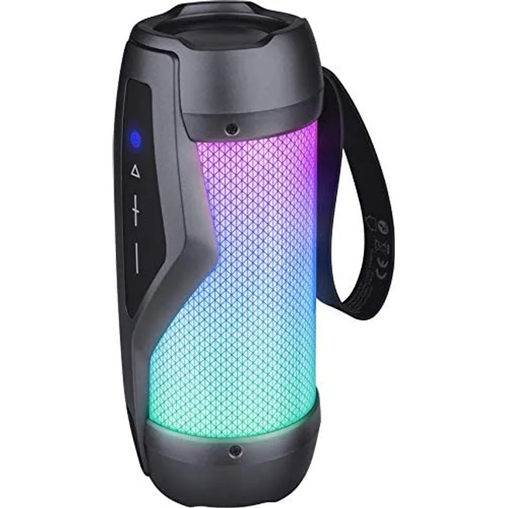 Bigben Interactive Party Mini IP Bluetooth-Lautsprecher mit Lichteffekten, spritzwassergeschützt, Schwarz