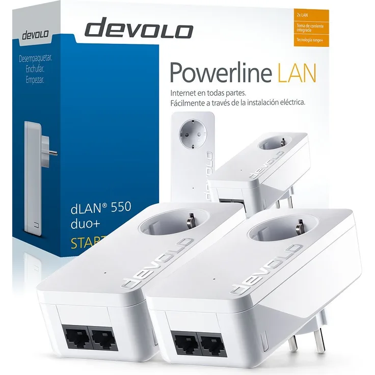 Devolo 9491 dLAN 550 Duo + Starter Kit Bridge an Wandsteckdose anschließbar 2 (Spezifikationen gelten für einen Artikel)