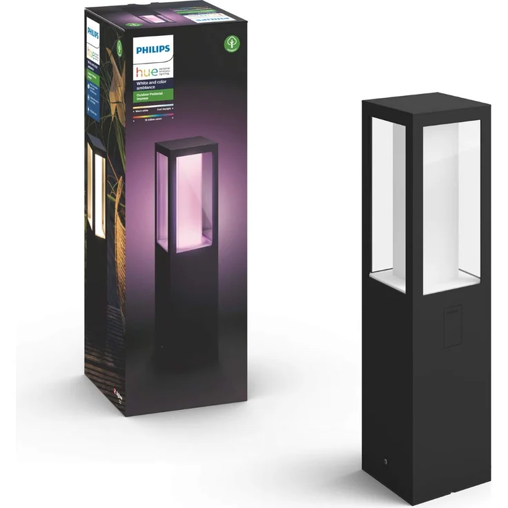 Philips Hue White and Color Ambiance LED Sockelleuchte Impress, für den Außenbereich, dimmbar, bis zu 16 Millionen Farben, steuerbar via App, kompatibel mit Amazon Alexa (Echo, Echo Dot) – Bild 1