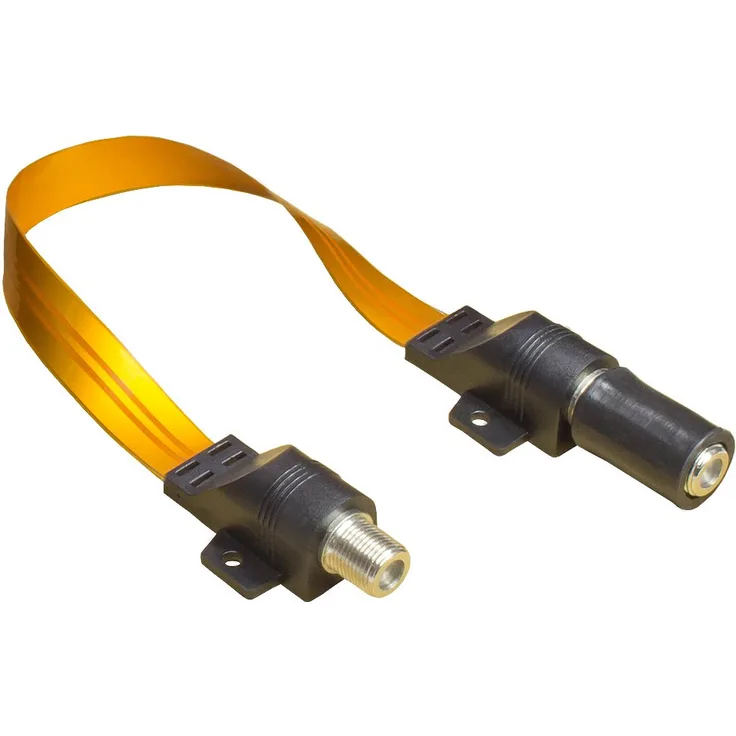 Good Connections SAT Tür-Fensterdurchführung mit Wetterschutz - High-Quality, extrem flach - F-Kupplung an F-Kupplung - Gesamtlänge inkl. Stecker 32 cm, flexible Länge 22 cm