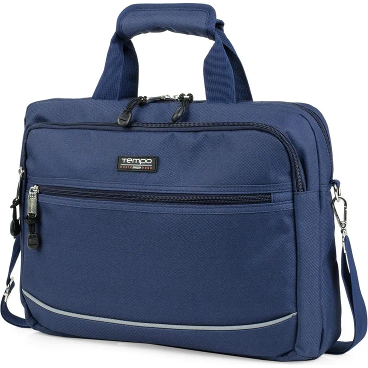 TEMPO - Aktentasche für Herren. Handtasche. Messenger Bag. Laptop 15''. Arbeitstasche. Lässiges Design. Praktisch. Businesstasche. 801040, Color Marine Blau