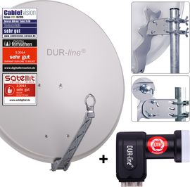 DUR-line 4 Teilnehmer Set – Qualitäts-Alu-Satelliten-Komplettanlage