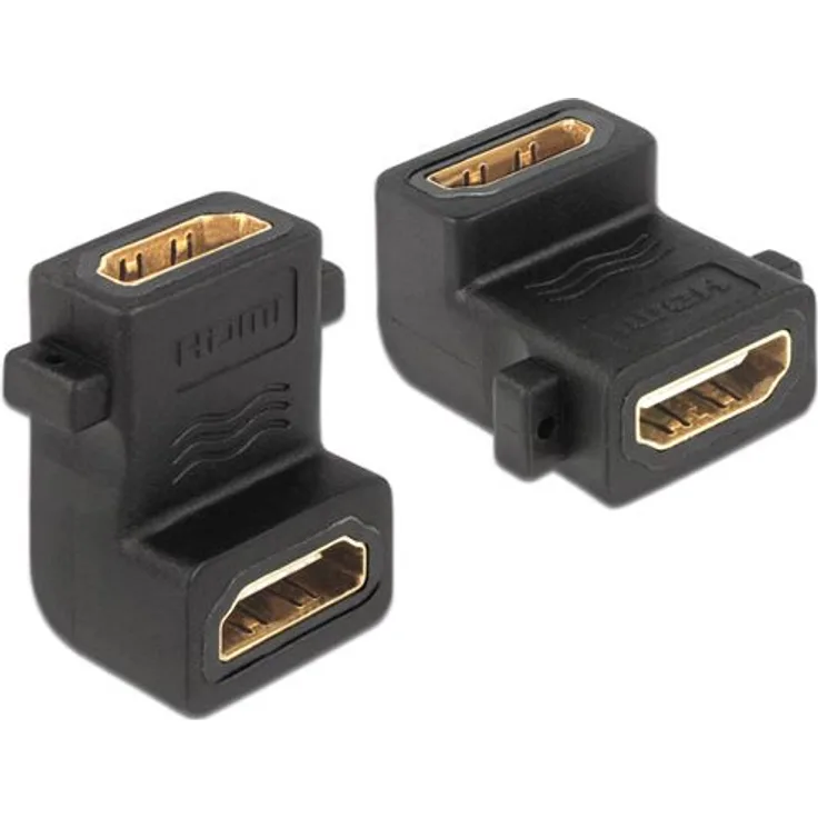 Delock Adapter HDMI-A Buchse > A Buchse 90G gewinkelt mit Schraubanschluss
