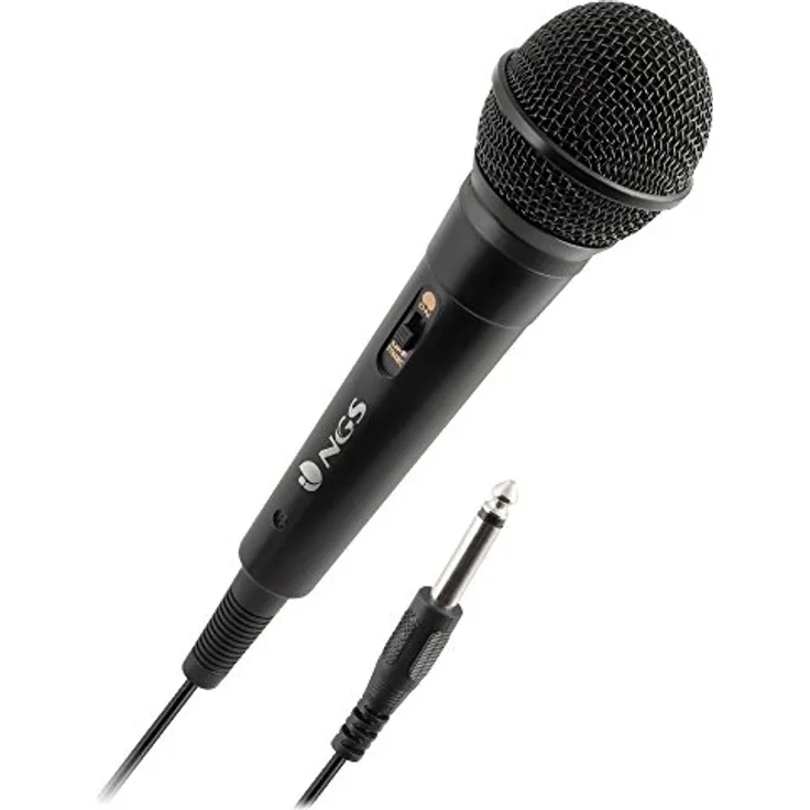 NGS Singer Fire Karaoke Microphone Verkabelt Schwarz - Mikrofone (Karaoke Microphone, -73 dB, 80-12000 Hz, Unidirektional, 600 Ohm, Dynamisch)