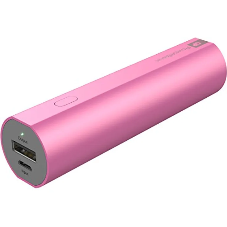 GP Batteries Portable PowerBank Ladegeräte FN02M (2600mAh, 1.2A Ausgang und 1A Eingang, Metallgehäuse) pink