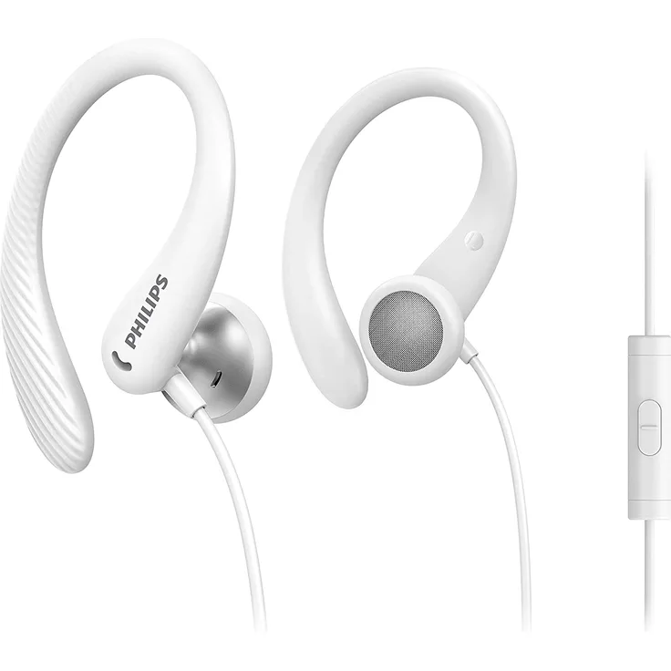 Philips A1105WT-00 In-Ear Kopfhörer mit Mikrofon, geeignet für Sport, spritzwassergeschützt, weiß