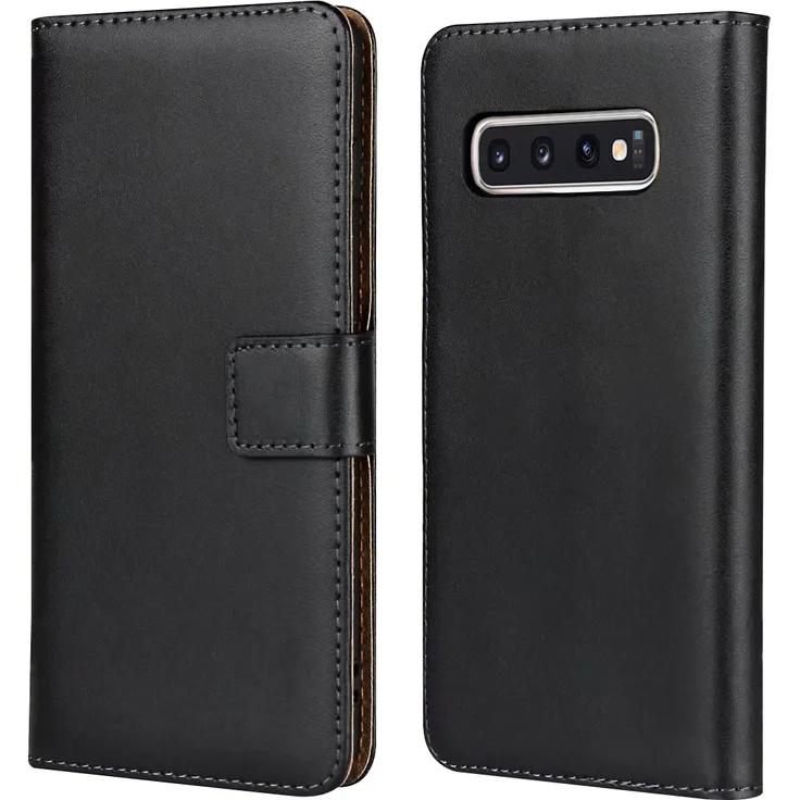 "Slabo Flip Case Cover in Bookstyle für Samsung Galaxy S10+ | S10 Plus - ""ECHT LEDER"" - SCHWARZ | BLACK"
