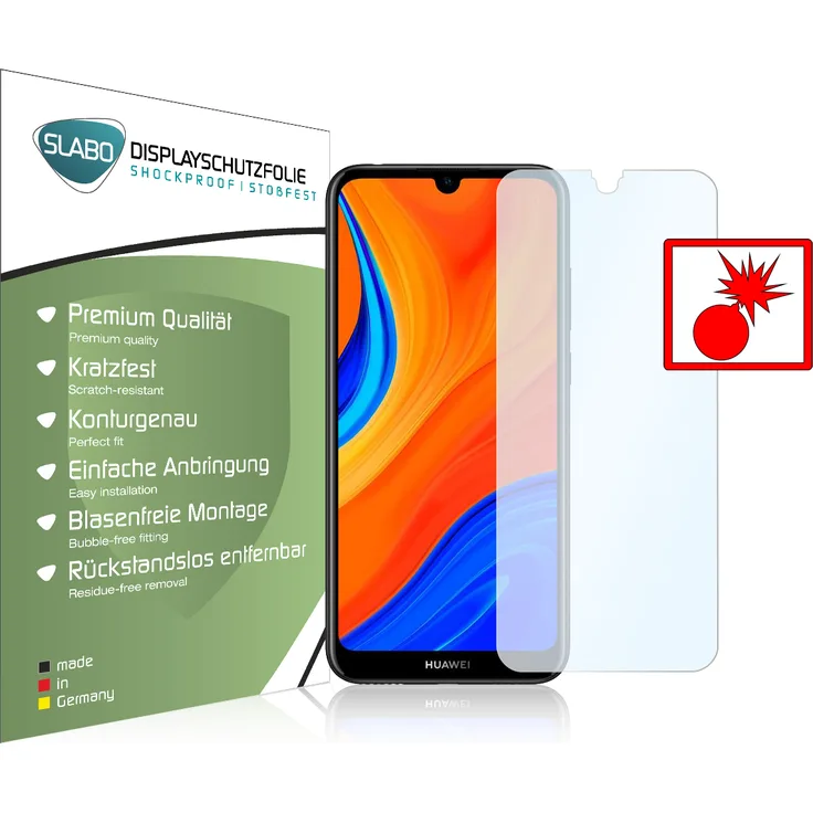 2x Slabo Panzerschutzfolie für Huawei Y6s KLAR Shockproof (verkleinerte Folien) Displayfolie Schutzfolie Folie