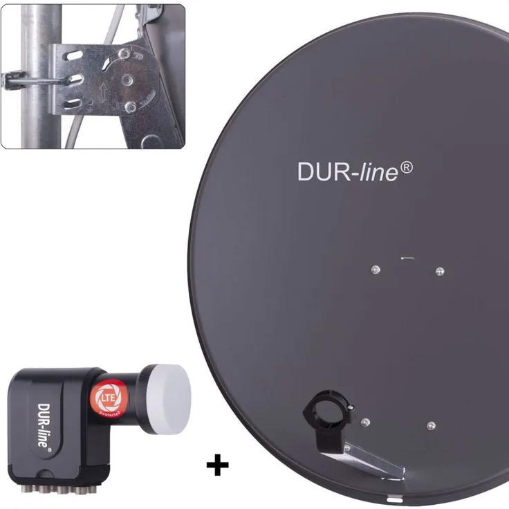 DUR-line MDA 80 Satellitenschüssel anthrazit + Octo LNB