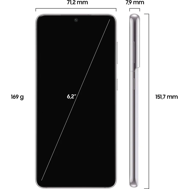 Samsung Galaxy S21 5G Smartphone 15,75cm (6,2 Zoll) AMOLED-Display, 128GB interner Speicher, 8GB RAM, Dual-SIM, Android, Phantom White – Bild 2