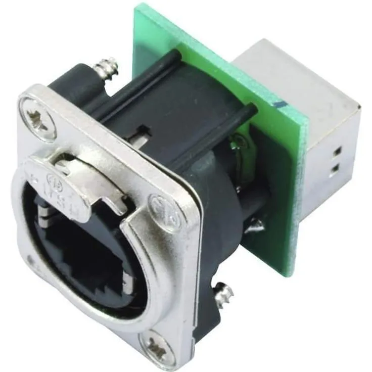 Neutrik NE8FDP RJ45 Durchgangs-Einbaubuchse, vernickeltes D-Gehäuse