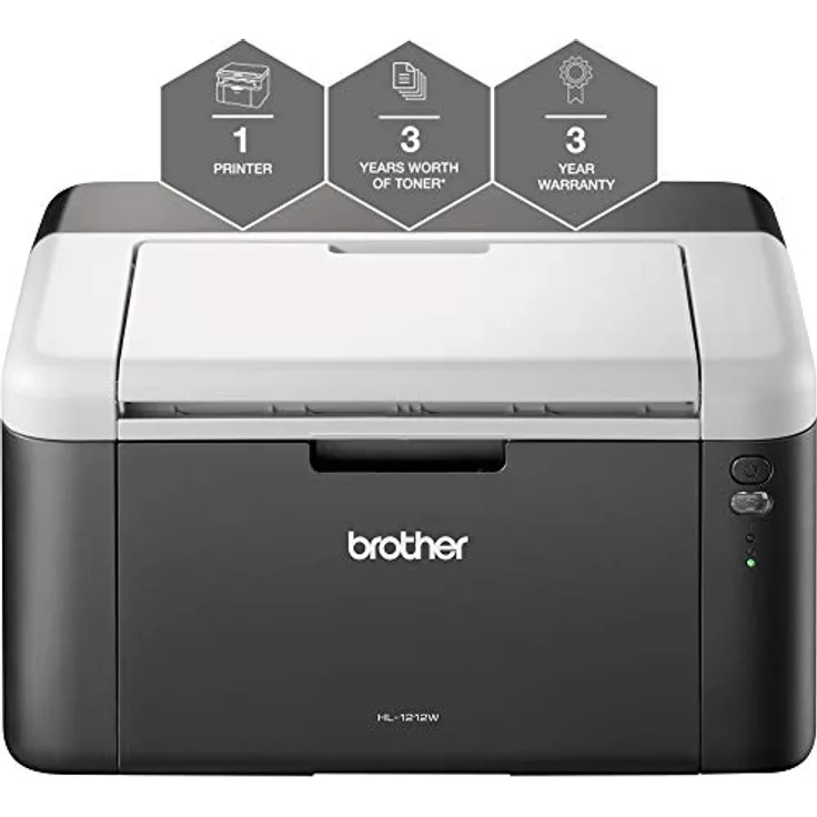 Brother HL-1212W - Laserdrucker, Mono, Auflösung: 2400 x 600 dpi, Druckgeschwindigkeit (S/W): 20 S/min, Papierzufuhr: 150 Blatt (HL1212WG1)
