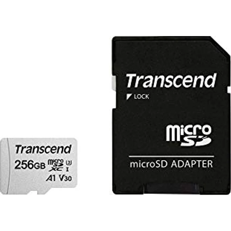 Transcend Highspeed 256GB  micro SDXC-SDHC Speicherkarte (für Smartphones, etc. und Digitalkameras) - 4K, U3, V30, A1, UHS-I TS256GUSD300S-A (mit Adapter) – Bild 1