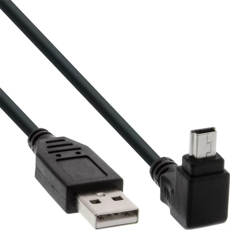 InLine - USB-Kabel - USB (M) gerade bis Mini-USB, Typ B (M) gewinkelt - USB2.0 - 30cm - Schwarz (34103)