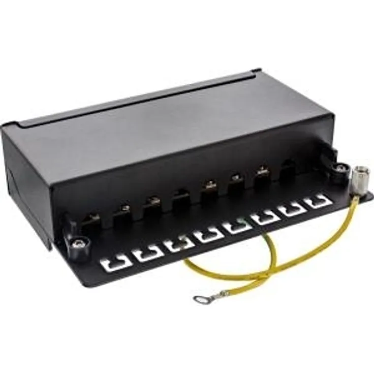 InLine 76808A Patchfeld flach Cat.6A, 8-fach, Montage auf Hutschiene (TS35), schwarz RAL9005