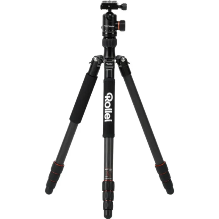 Rollei C5I I Schwarz I leichtes Foto-Stativ aus Carbon I Reise-Stativ mit Kugelkopf und Stativtasche I Verwendbar als Macrostativ, Einbeinstativ-Monopod und Ministativ I Arca Swiss Platte