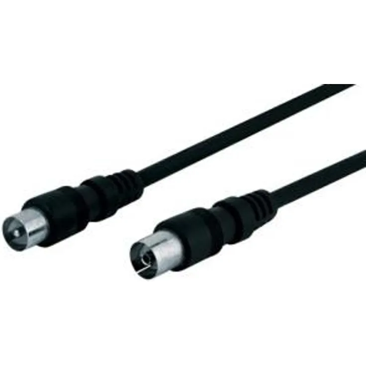 Goobay 11723 Antennenkabel, Vernickelte Koax-Stecker auf Koax-Buchse, Koaxialkabel geeignet für TV, HDTV, Radio, DVB-T2, DVB-S, DVB-S2, DVB-C, L, 2-fach geschirmt, 70 dB, 75 Ohm, 5m, schwarz