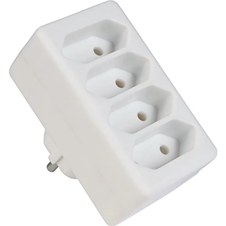 Steckdosenadapter, 4x Euro, weiß