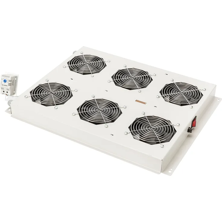 DIGITUS Dachlüftereinheit für Serverschrank der DIGITUS Unique Serie, 6x Lüfter, Thermostat, Grau (RAL 7035)