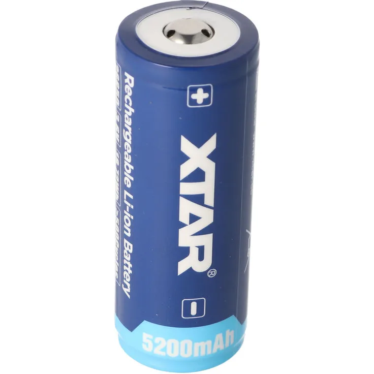 26650 - 5200mAh, 3,6V - 3,7V Li-Ion-Akku PCB geschützt, 26,5x68,2mm - Xtar